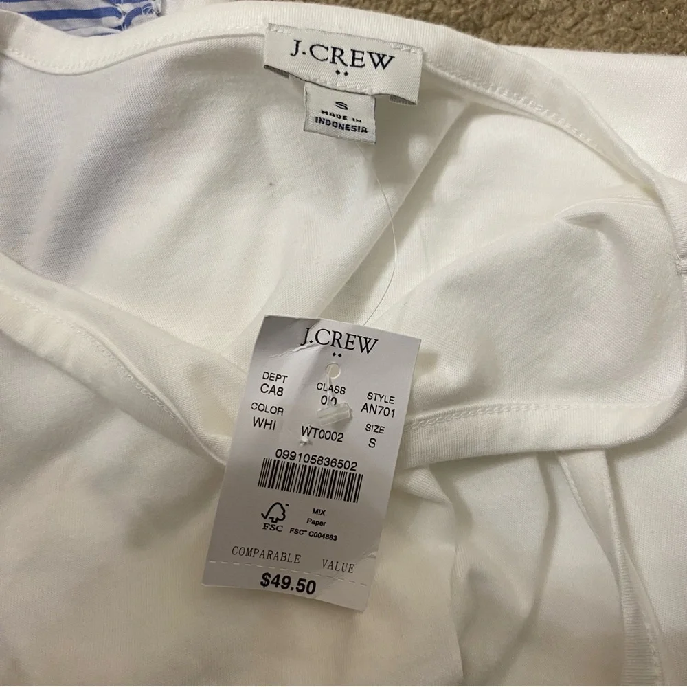 J.Crew sleeveless blue & white striped peplum hem preppy summer Tank Top Size S